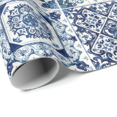 タイル地中海の，ポルトガル語， Azulejo, Majolica ラッピングペーパー (ロールコーナー)