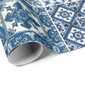 タイル地中海の,ポルトガル語, Azulejo, Majolica ラッピングペーパー (ロールコーナー)