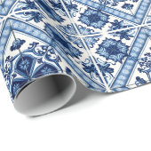 タイル地中海の，ポルトガル語， Azulejo, Majolica ラッピングペーパー (ロールコーナー)