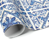 タイル地中海の,ポルトガル語, Azulejo, Majolica ラッピングペーパー (ロールコーナー)