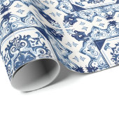 タイル地中海の，ポルトガル語， Azulejo, Majolica ラッピングペーパー (ロールコーナー)