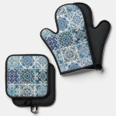 タイル地中海の，ポルトガル語， Azulejo, Majolica 鍋つかみ&鍋敷きセット (正面/裏面)