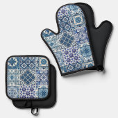 タイル地中海の，ポルトガル語， Azulejo, Majolica 鍋つかみ&鍋敷きセット (正面/裏面)