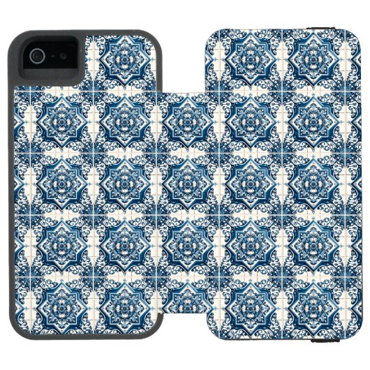 タイル地中海の,ポルトガル語, Azulejo, Majolica Incipio iPhoneウォレットケース (フォリオ Open)
