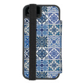 タイル地中海の,ポルトガル語, Azulejo, Majolica Incipio iPhoneウォレットケース (フォリオ裏面)