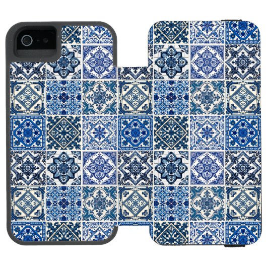 タイル地中海の,ポルトガル語, Azulejo, Majolica Incipio iPhoneウォレットケース (フォリオ Open)