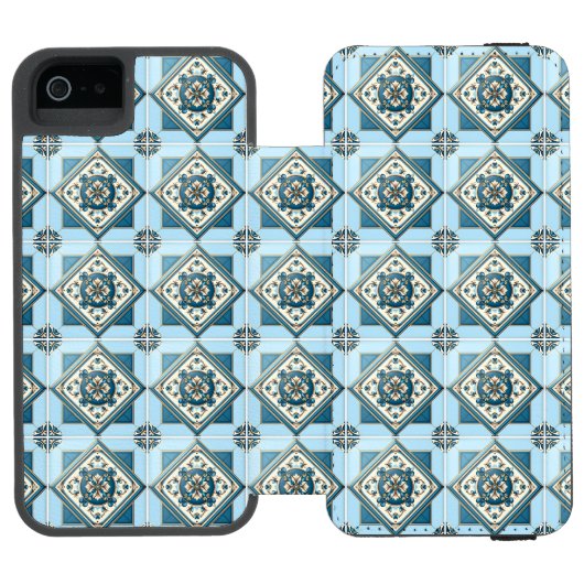 タイル地中海の,ポルトガル語, Azulejo, Majolica Incipio iPhoneウォレットケース (フォリオ Open)