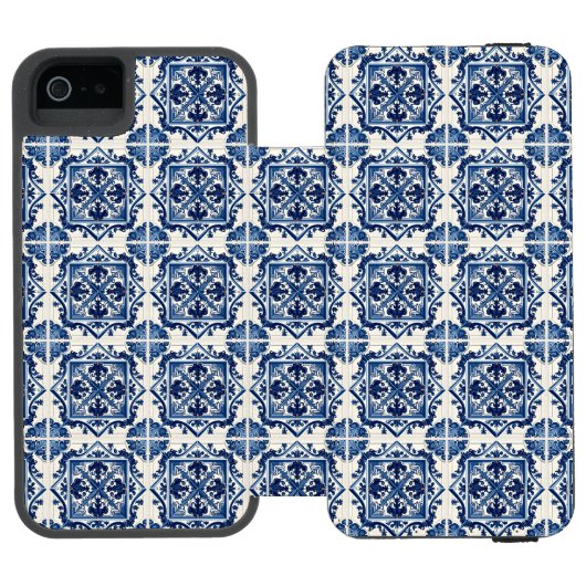 タイル地中海の,ポルトガル語, Azulejo, Majolica Incipio iPhoneウォレットケース (フォリオ Open)