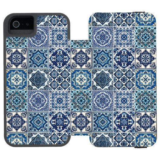 タイル地中海の,ポルトガル語, Azulejo, Majolica Incipio iPhoneウォレットケース (フォリオ Open)