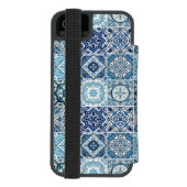 タイル地中海の,ポルトガル語, Azulejo, Majolica Incipio iPhoneウォレットケース (フォリオ裏面)