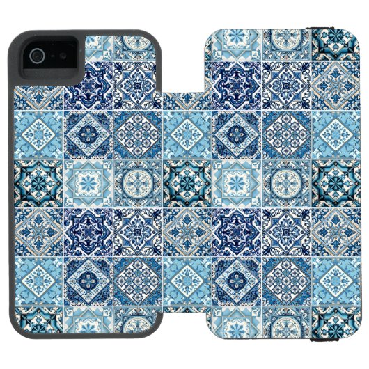 タイル地中海の,ポルトガル語, Azulejo, Majolica Incipio iPhoneウォレットケース (フォリオ Open)