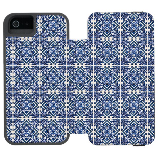 タイル地中海の,ポルトガル語, Azulejo, Majolica Incipio iPhoneウォレットケース (フォリオ Open)
