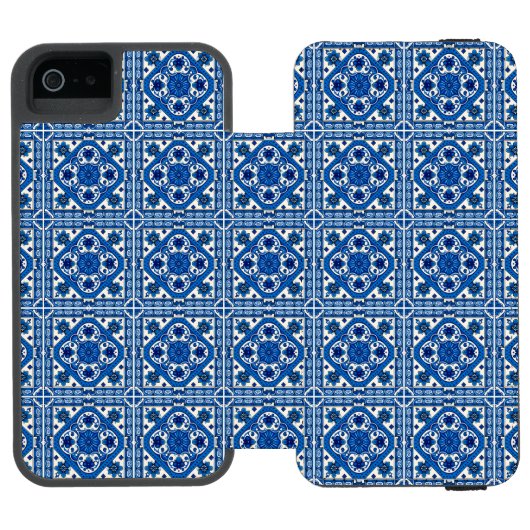 タイル地中海の,ポルトガル語, Azulejo, Majolica Incipio iPhoneウォレットケース (フォリオ Open)
