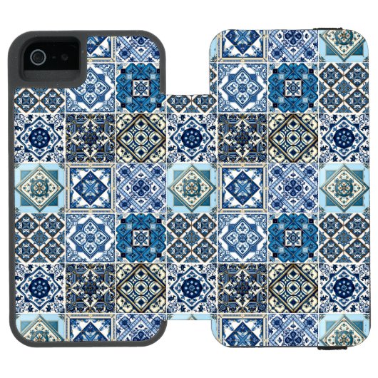 タイル地中海の,ポルトガル語, Azulejo, Majolica Incipio iPhoneウォレットケース (フォリオ Open)