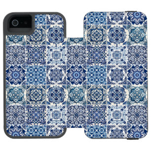 タイル地中海の,ポルトガル語, Azulejo, Majolica iPhone SE/5/5sウォレットケース