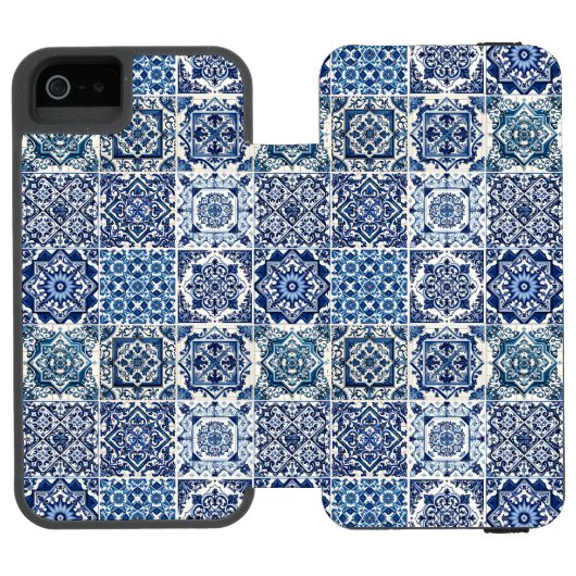タイル地中海の,ポルトガル語, Azulejo, Majolica Incipio iPhoneウォレットケース (フォリオ Open)