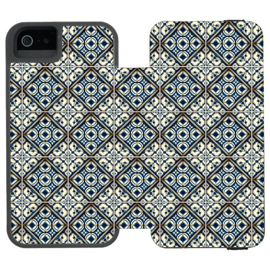 タイル地中海の,ポルトガル語, Azulejo, Majolica Incipio iPhoneウォレットケース (フォリオ Open)