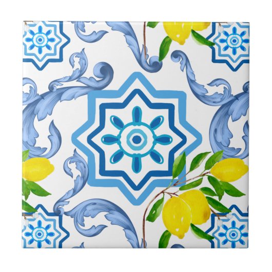タイル地中海の，マジョリカ，シチリアスタイル     タイル (正面)