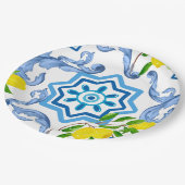 タイル地中海の，マジョリカ，シチリアスタイル    ペーパープレート (アングル)