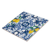 タイル地中海の，マジョリカ，青タイル，レモン タイル (側面)