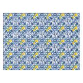 タイル地中海の，マジョリカ，青タイル，レモン テーブルクロス (正面(横))