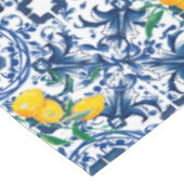 タイル地中海の，マジョリカ，青タイル，レモン テーブルクロス (アングル)