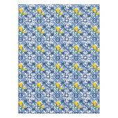 タイル地中海の，マジョリカ，青タイル，レモン テーブルクロス (正面)