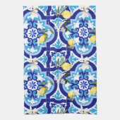 タイル地中海の，モザイク，レモン。 キッチンタオル (縦)