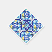 タイル地中海の，モザイク，レモン。 スタンダードカクテルナプキン (角)