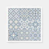 タイル地中海の、モロッコ、マジョリカ、アズレジョ スタンダードカクテルナプキン (正面)