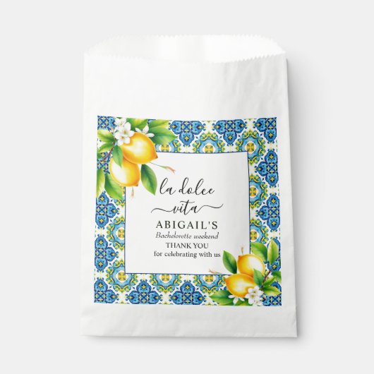 タイル地中海の、レモンのバチェロレッテ週末 フェイバーバッグ (正面)