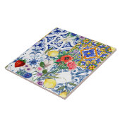 タイル地中海の，レモン，花，マジョリカ，夏， タイル (側面)