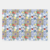 タイル地中海の，レモン，花，マジョリカ，夏， ラッピングペーパーシート (正面2)