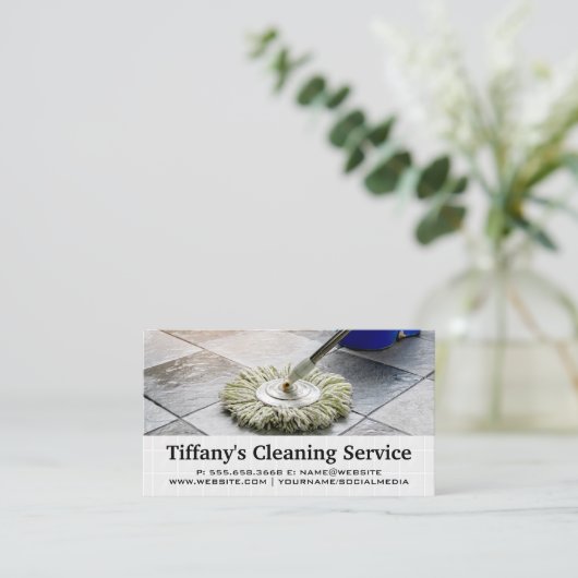 タイル床 | モップ洗浄 名刺 (スタンド正面)