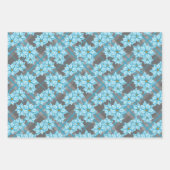 タイル張りのペンギンのクリスマス花模様パターン ラッピングペーパーシート (正面3)