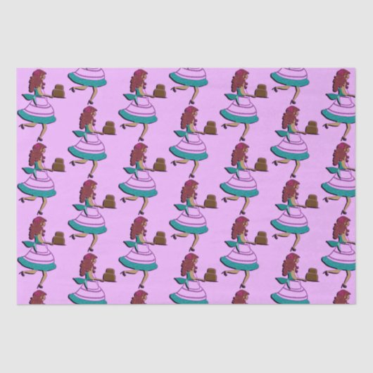 タイル張りのヴィンテージライクなケーキの女性のドレス 薄葉紙 (正面)