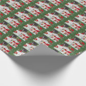 タイル張りの古風なクリスマス・スノーカップル ラッピングペーパー (角)