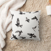 タイル張りの白黒の鳥のパターン クッション (ブランケット)