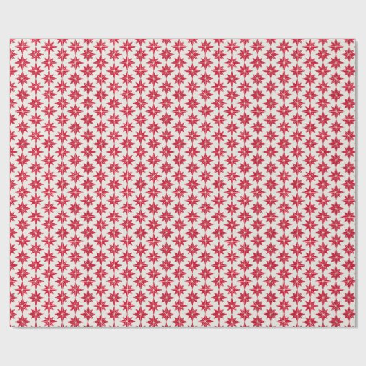 タイル張りの赤いクリスマススターモダンズクリスマス ラッピングペーパー (フラット)