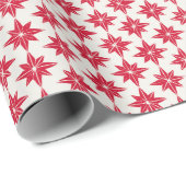 タイル張りの赤いクリスマススターモダンズクリスマス ラッピングペーパー (ロールコーナー)