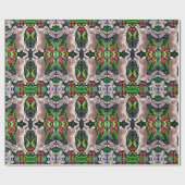 タイル張りクリスマスバニーラビットバラホリーギフトラップ ラッピングペーパー (フラット)