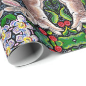 タイル張りクリスマスバニーラビットバラホリーギフトラップ ラッピングペーパー (ロールコーナー)