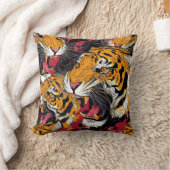 タイル張りスナーリング虎のパターン クッション (ブランケット)