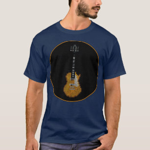 タイル張りピクセルスラックブラックサークルのゴールドトップギター Tシャツ