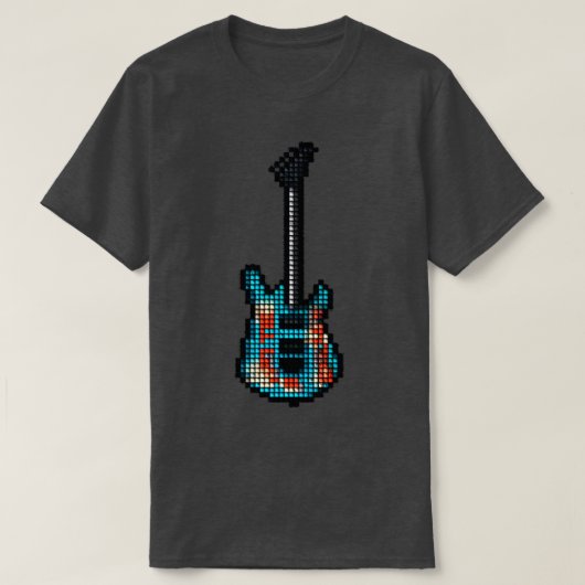 タイル張りピクセル武装とホームレスのギター直立型 Tシャツ (デザイン正面)