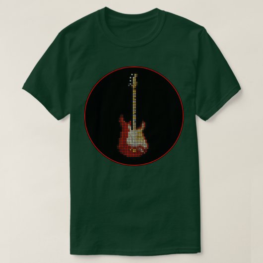 タイル張りピクセル1965ブラックサークルにレニーギター Tシャツ (デザイン正面)