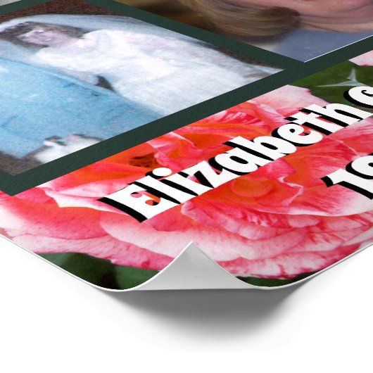 タイル張りピンクローズ写真4枚 ポスター (角)