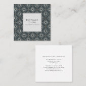 タイル張りフローリンググレーブラックダイヤモンドパターン スクエア名刺 (正面/裏面)