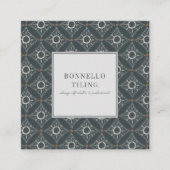 タイル張りフローリンググレーブラックダイヤモンドパターン スクエア名刺 (正面)