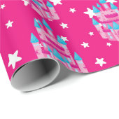 タイル張りプリンセス城のパーティー女の子タイルのラップ ラッピングペーパー (ロールコーナー)